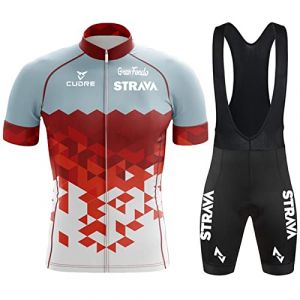 Vêtements Cyclisme Pro Homme Tenue Cycliste Manche Courte, Été Jerseys VTT et Cuissard à Bretelle avec 3D Coussin Gel, Cycling Route Respirant Séchage Rapide (4,3XL) (FFFF & OLFEH, neuf)