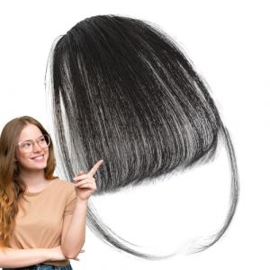 Clip sur frange - Clip pour frange | Pinces &agrave; cheveux &ndash; Postiche fin et d&eacute;licat avec rideau &agrave; pompons, perruque ultra fine invisible &agrave; d'air pour un usage quotidien, cheveux humains, nouv (butey, neuf)