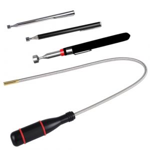 4 Pièces Magnétiques Télescopiques, Outil Ramassage Magnétique Résistant Tige, Aimant Telescopique, Aimant Mecanique Auto, Aimant Flexible Puissant pour Ramasser de Petites Pièces, Objets Métalliques (ruifankai, neuf)