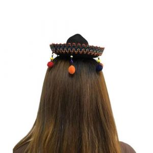 IMIKEYA Mini Chapeau Mexicain Boh&egrave;me L&eacute;ger avec Pompon, Accessoire Carnaval pour Femmes, F&ecirc;te Costum&eacute;e et Bal Mexicain, Design Miniature avec Jugulaire (Chaaoyuu, neuf)