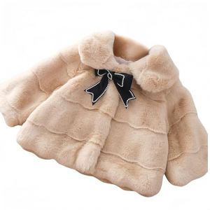 Proumhang Manteau d'hiver Chaud en Fausse Fourrure pour Bébé Fille et Tout-petit,Manches Longues,Fuzzy Cute Cape Jacket Cloak Poncho Overcoat Outwear,Cardigan à Capuche pour Enfants Beige 80 (labellevie_NO1, neuf)