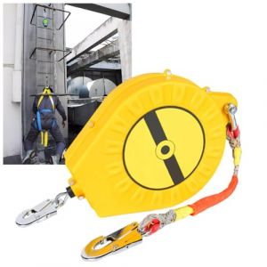 VFDZ Harnais de Securite Anti Chute Toiture, 3-20m Dispositif Antichute a Rappel Automatique, 150kg Vert/Jaune Protection Antichute R&eacute;tractable Toiture et Travaux A&eacute;riens(Jaune,10 M&egrave;tres) (LLWDBG, neuf)