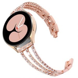GOBY Bracelet pour Galaxy Watch 7, 20mm Bling Bracelet Montre Remplacement M&eacute;tal pour Samsung Galaxy Watch 7 40mm 44mm/5 Pro 45mm/6 40mm 44mm/6 Classic 43mm Femme (B-ROSE OR) (GOBY, neuf)