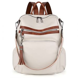 Uto Femmes Sac &agrave; bandouli&egrave;re Sac &agrave; Dos Femmes Voyage Fashion Designer Grande Taille Vegan Cuir Femmes Fringe Blanc - Brun (UTO Fashion, neuf)