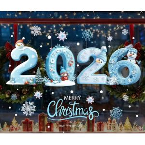 2026 Stickers Noel Fenetre R&eacute;utilisable, Autocollant Noel Fenetre Electrostatique, D&eacute;cor pour Fen&ecirc;tre en PVC Aquarelle Flocons de Neige pour DIY D&eacute;cor Fen&ecirc;tre, Vitrine, Fa&ccedil;ades en Verre (2026 Mod&egrave;le) (BaiHD Store, neuf)