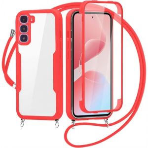 FERLAN Coque avec Cordon pour Infinix Hot 60 Pro, Collier Ajustable,Coque Antichoc Housse avec Protection &eacute;cran, 360&deg; Protection Case Robuste Double Bumper Etui Int&eacute;grale (Rouge) (BiBoDan, neuf)