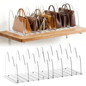 Vninkul Lot de 2 S&eacute;parateur de Sac &agrave; Main, Organiseur de Sac &agrave; Main Transparent avec 8 Partitions, Rangement Sac &agrave; Main Dressing S&eacute;parateur pour Placard, Dressing, Salle de Bain (LOIZOUPANTELIS, neuf)