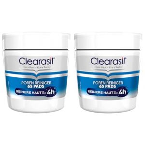Clearasil Lot de 2 x 65 tampons nettoyants pour nettoyer les pores du visage (iDealOn, neuf)