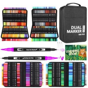 TrendGate Feutres Coloriage Adulte, 168 Couleurs Aquamarker Feutre Stylos Double Pointe Fine et Pinceau pour Enfants, Feutre Aquarelle avec Livre de Coloriage pour Dessin, Mandalas, Calligraphie (TrendGate, neuf)