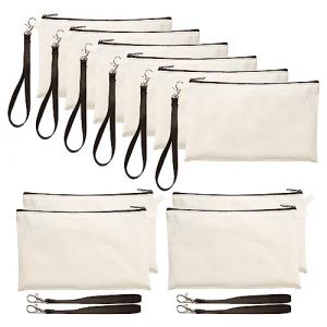 Ptdfjspt Lot de 10 Trousses de Maquillage avec Bracelet pour Bricolage à Crayons à Fermeture Éclair Blanc 8,3 X 5,1 Po (Liming6, neuf)
