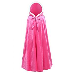 YOSICIL Capuche Cape Fille Cape Elsa Frozen Long Cape Princesse Costume Hiver Blanche-Neige Party Cosplay Carnaval No&euml;l Cadeau d'anniversaire Jeux de r&ocirc;le,Rouge Rosa,L (YOSICIL., neuf)