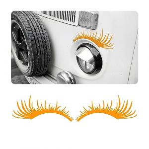 CGEAMDY 2 Paires Sourcils De Phare, Sourcils De Phare De Voiture, Voiture Phare Arrière Sourcil Paupières Garniture Couverture Lampe Autocollant, Voiture Cils Autocollant Décoratif(Jaune) (CGE Auto, neuf)