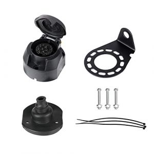 BEIJISTAR Kit de Prise Remorque 13 Broches avec Joint en Caoutchou et Support de Montage en Métal, 12V Étanche Connecteur Prise Remorque Femelle, pour Caravane Voitures RV Bateau (BEIJISTAR, neuf)