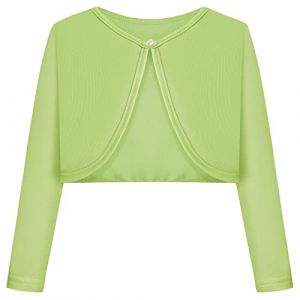 BONNY BILLY Gilet Fille Manches Longues Tricot Court Boléro Cardigan Enfant Fille 10-11 Ans Vert (BONNY BILLY CLOTHING, neuf)