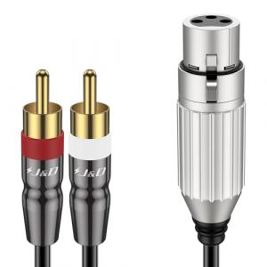 J&D XLR Femelle vers Double RCA Mâle Câble, Adaptateur de Câble D'interconnexion Audio Stéréo XLR Asymétrique à 2 RCA Y Splitter en PVC pour Microphone à Condensateur, Mixeur et Amplificateur (J&D Tech FR, neuf)