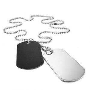 LATRAT Collier Pendentif Homme Double Plaque, Armée Style Militaire Dog Tag en Acier Inoxydable pour Homme et Garçon, Style militaire, Argent, Noir (LATRAT Direct, neuf)