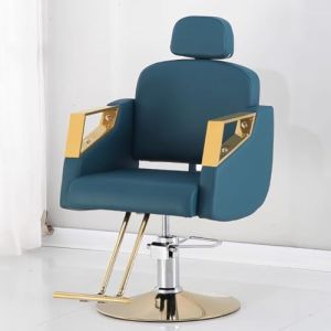 PA-DABAOO Fauteuil De Barbier Inclinable, Fauteuil De Coiffeur Confortable Avec Éponges, Fauteuil De Shampoing Professionnel Inclinable, Hauteur Réglable, Rotation À 360 Degrés,Dark blue (Panda-Dabaoo, neuf)