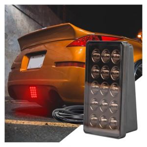 NOVEMS Feux Arrières Auto Troisième feu stop fumé Style F1, stroboscope, feu Stop arrière, 15 led rouges, feu de conduite DRL antibrouillard 12V universel Phare Arrière (yuyuqianqianshengjibobo, neuf)