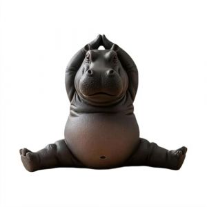 Clumsy Yoga Master Hippopotame – Le yogi adorablement imparfait, statue d'hippopotame 3D, statue d'hippopotame amusante en résine, sculpture de méditation unique pour la maison et le bureau 1 (Hezhuo2025, neuf)