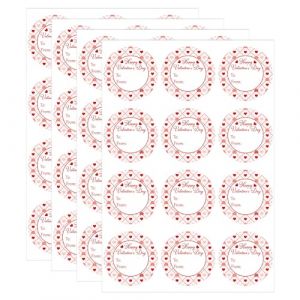48 Pi&egrave;ces Autocollants &Eacute;tiquettes Cadeaux Saint Valentin, 4 Feuilles &Eacute;tiquettes Autocollantes Saint Valentin &Eacute;tiquettes Nom Inscriptibles Cartes Joints d'Enveloppe pour Emballage Cadeau (KISEGO, neuf)