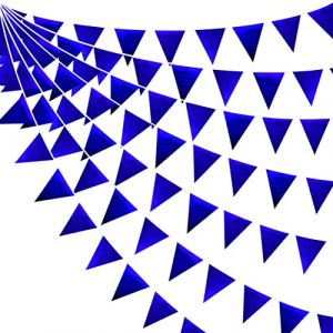 32Ft Bleu Royal Fanion Guirlande Bannière Bruant Décoration de Fête Bleu Marine Tissu Triangle Drapeau guinguette exterieu Banderole pour Garçon Anniversaire Baptême Diplômé Mariage Thème Nautique (MZY Co., Ltd, neuf)