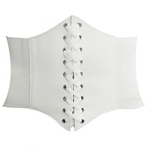 HANERDUN Ceinture Corset pour Femme Cuir Corset &agrave; Lacets Ceinture &Eacute;lastique Ceinture R&eacute;tro Cinch Quatre Tailles - Blanche - Taille S (AYOZI, neuf)