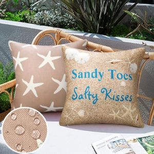 Taie d Oreiller Carré Housses de Coussin Imperméable Housse Coussin Ancre Nautique Housse de Coussin Affligé Taupe Housse pour Coussin Lin pour Canapé Lits Chaises Voiture Salon Maison Décor (CozyHome Choice, neuf)