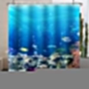 Xiaoterna Rideau de Douche Oc&eacute;an Rideau de Douche Vie Marine Rideau de Salle de Bain Animaux du Monde Marin Rideau de Douche Tortues Tissu imperm&eacute;able et Lavable en Machine 150x180cm (Xiaoterna Store, neuf)