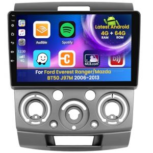 Inefala 4+64G Radio pour Ford Everest Ranger/Mazda BT50 J97M 2006-2013, 9'' Android 15 Ecran avec sans Fil Carplay/Android Auto Lien Miroir GPS Radio FM/RDS DSP WiFi Bluetooth SWC USB Caméra de Recul (Inefala, neuf)