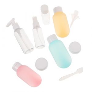 TOPBATHY 11 Pièces Flacons Rechargeables pour Voyage Contenants Transparents pour Lotions Crèmes et Sprays Distributeurs Portables pour Cosmétiques et Soins Peau Kit Pratique pour Avion et (Parham Ring, neuf)