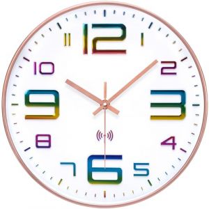 VIVILINEN Horloge Murale Radio Pilot&eacute;e Silencieuse 30cm sans tic-tac Pendule Murale &agrave; Grands Chiffres pour Chambre Cuisine Salon Changement d'heure Automatique avec Mecanisme Radio (Adonauss, neuf)