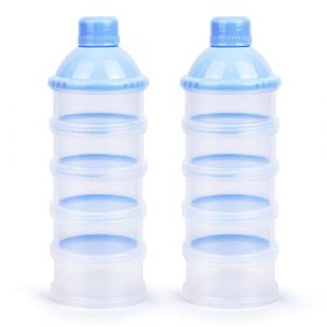 Vicloon Doseur De Lait,2PCS Distributeur De Lait en Poudre Portable Avec 5 Compartiments Bo&icirc;tes Empilables Convient Pour Les Collations,Lait En Poudre,Collations (HANSBUY, neuf)