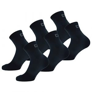 Caterpillar Quarter Socks 6 paires de chaussettes de travail pour hommes, hauteur au-dessus de la cheville, renforc&eacute;es aux orteils et au talon, coton d'excellente qualit&eacute; (Bleu, 43-46) (Naduf, neuf)