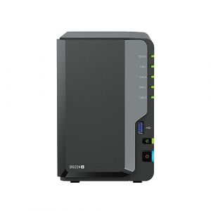 Synology DS224+ Station de disque NAS à 2 baies (Intel Celeron J4125 4-Core 2.0 GHz, 2 Go de RAM DDR4 2 x RJ-45 1GbE) avec 2 disques durs WD Red Plus de 10 To (WD101EFBX - 68B0AN0) (AGEM CZ, neuf)