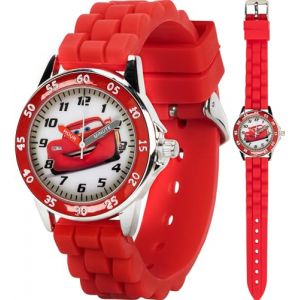 Disney CZ1009 Montre Ronde avec Bracelet en Caoutchouc Rouge Motif Cars Flash McQueen, Rouge, Montre Enfant d&eacute;contract&eacute;e (BETTY ST CO, neuf)