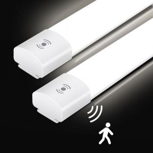 IEGLED 2pcs Neon LED Tube avec D&eacute;tecteur de Mouvement 90CM, IP65 Imperm&eacute;able Reglette, 30W 3300LM Plafonnier LED Tube pour Atelier, Cave, Garage, Bureau, Cuisine (Rothhell, neuf)