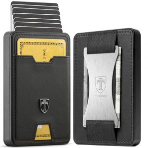 TRAVANDO Swype Aluminium Porte Carte Homme en Cuir avec Blocage RFID - Petit Portefeuille Cuir avec Bande de Monnaie Slim Protege Contre Le piratage Bancaire - Porte-Carte de Credit (InterGoods DE, neuf)