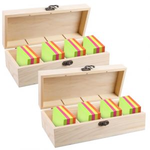 Lot de 2 bo&icirc;tes &agrave; fiches A8 en bois - 25 x 9,5 x 7 cm - Bo&icirc;te &agrave; fiches d'apprentissage - Avec couvercle - Pour bureau, &eacute;cole et maison (fiches non incluses) (zhouxutao, neuf)