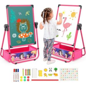 Siairo Chevalet pour Enfants, Enfant Chevalet avec magn&eacute;tique/tableau blanc, Rotation &agrave; 360&deg; pour les enfants &agrave; partir (rose) (Siairo-fr, neuf)