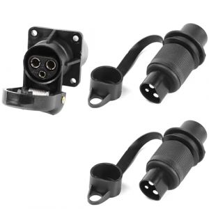 AGRISHOP 2X Prise Remorque Male 3broches et 1x Prise Remorque Femelle 3broches 12v 24v Connecteur Electrique pour Agricole Tracteur (AGRISHOP, neuf)