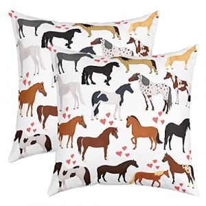 Housse de Coussin Décorative en Forme de Cheval,Lot de 2 Taie d'oreiller 45x45 en Forme d'animal de La Ferme pour Canapé Maison Salon Chambre,Housse d'oreiller en Forme de Cœur de Cheval Rose (Suzhou yiyanyun e-commerce Co., Ltd, neuf)