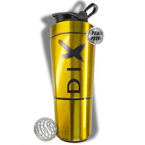 DIX SHAKER proteine 750 ml ✗ En Acier Inoxydable Avec Compartiment 60 gram pour poudre ✗ Bouteille Sport ✗ Sans BPA ✗ OR (DIX, neuf)
