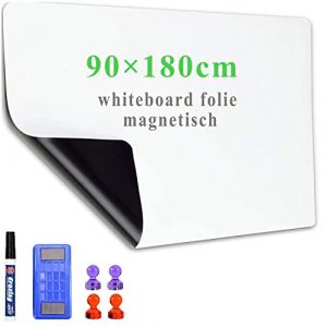 Lyzzxi Papier Tableau Blanc Magnétique, 90×180cm Adhesif Tableau Blanc Effacable Autocollant, Avec Marqueur et Effaceur Magnétique, Tableau Aimanté Mural Film pour surfaces lisses, Pour l'école (Tianfy Official, neuf)
