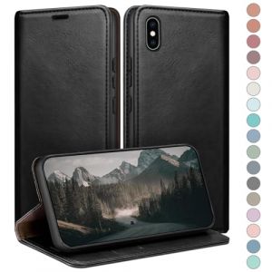 HUOUH Coque pour iPhone X/XS 5,8" avec RFID Blocage Etui à Rabat en Cuir de Premium,Fentes pour Cartes,Case à Rabat,Coques de Cover pour Apple X/XS Portefeuille Le Noir (ETERNAL FLAME TRADING, neuf)