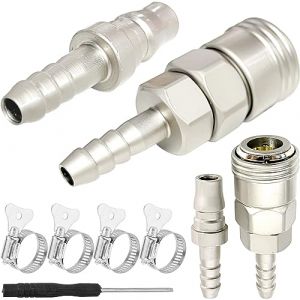 Xiatiaosann Connecteur de tuyau de gaz &agrave; d&eacute;gagement rapide, raccord de buse en cuivre m&acirc;le femelle 8 mm, prise pour camping-cars, caravanes, barbecue, chauffage de terrasse, 4 pi&egrave;ces (HAAMNING7, neuf)