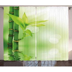 ABAKUHAUS Plante Rideaux, Bambou Hors de l'eau, D&eacute;coration Int&eacute;rieure Accent Lot de 2 Panneaux, 280 x 225 cm, Vert &eacute;meraude (Abakuhaus, neuf)