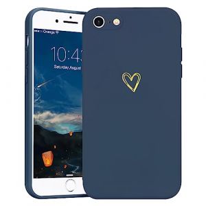 Lafunda Coque iPhone 8/7/SE 2020, Silicone Coque de Protection Antichoc Housse en Motif de Coeur d'amour Fille Femme Étui Case pour Apple iPhone 8/7/SE 2020/SE 2022 Bleu Foncé (ukyisizan, neuf)