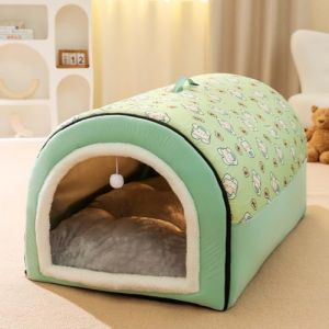 Danchen Maison pour chien, grand lit pliable 2 en 1 pour chien avec coussin anti-anxi&eacute;t&eacute; doux et chaud, lit igloo antid&eacute;rapant pour chiens, chiots, chats, lapins, niche amovible et lavable pour (mangchang, neuf)