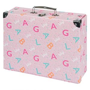 Baagl Mallette pour jouets et fournitures scolaires, mallette en carton, mallette de jeu, mallette de jeu, mallette pliable pour enfants, mallette pliable avec poignée en métal, Logo rose, 32,5 x 26 x (ADELLiNO, neuf)