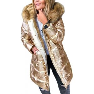 Yancremio Doudoune Brillante pour Femme l&acirc;che Doudoune d'hiver doubl&eacute;e et Chaude &agrave; la Mode Doudoune &agrave; Capuche imperm&eacute;able et Coupe-Vent d&eacute;contract&eacute;e (Champagne,XXL) (Luyanmaoyi, neuf)